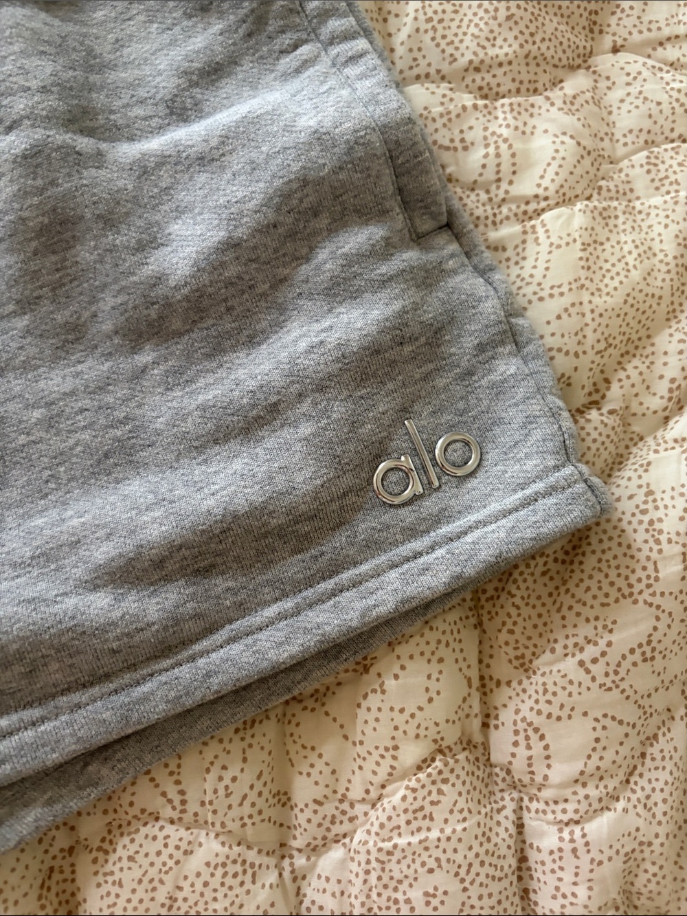 ALO Yoga Heather Gray Women's Athletic Shorts - Picture 3 of 4